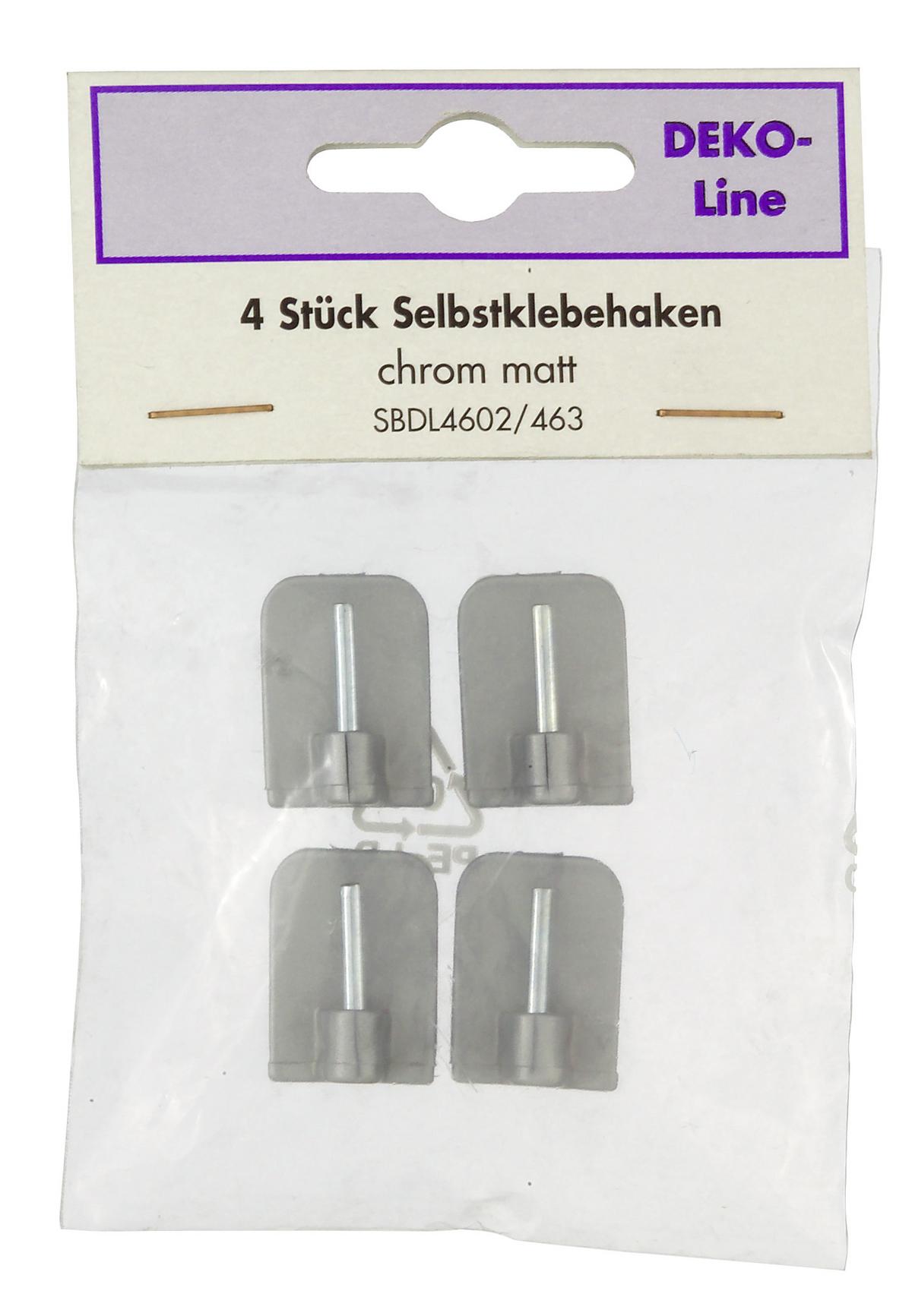 Wandhaken 4er- Set Selbstklebend Chrom - Silberfarben, KONVENTIONELL, Kunststoff/Metall - Ondega
