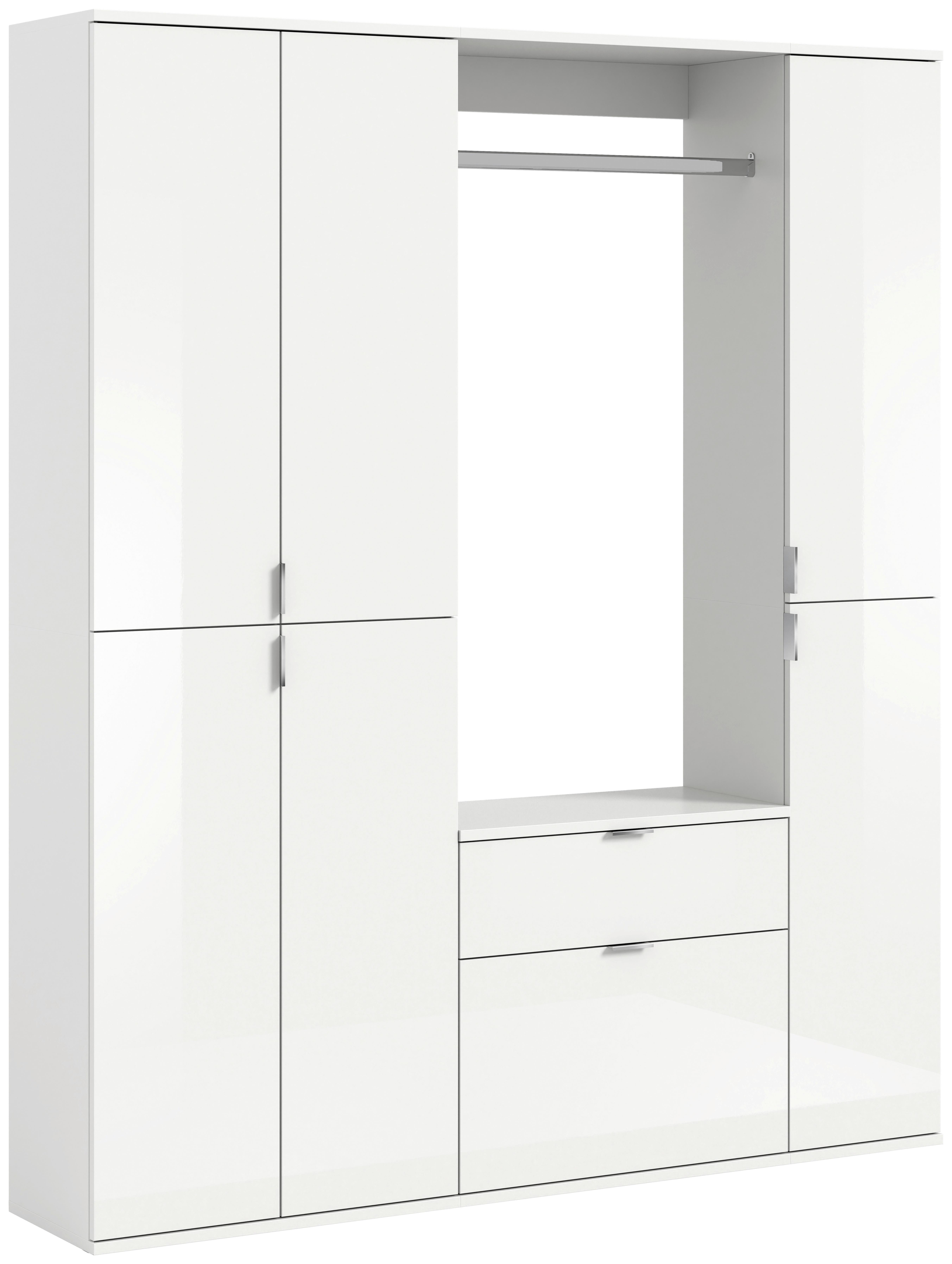 Garderobe Projekt X 3-Teilig Weiß B: 152 cm - Weiß Hochglanz, MODERN, Holzwerkstoff (152/193/34cm) - MID.YOU