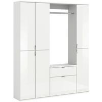 Garderobe Projekt X 3-Teilig Weiß B: 152 cm - Weiß Hochglanz, MODERN, Holzwerkstoff (152/193/34cm) - MID.YOU