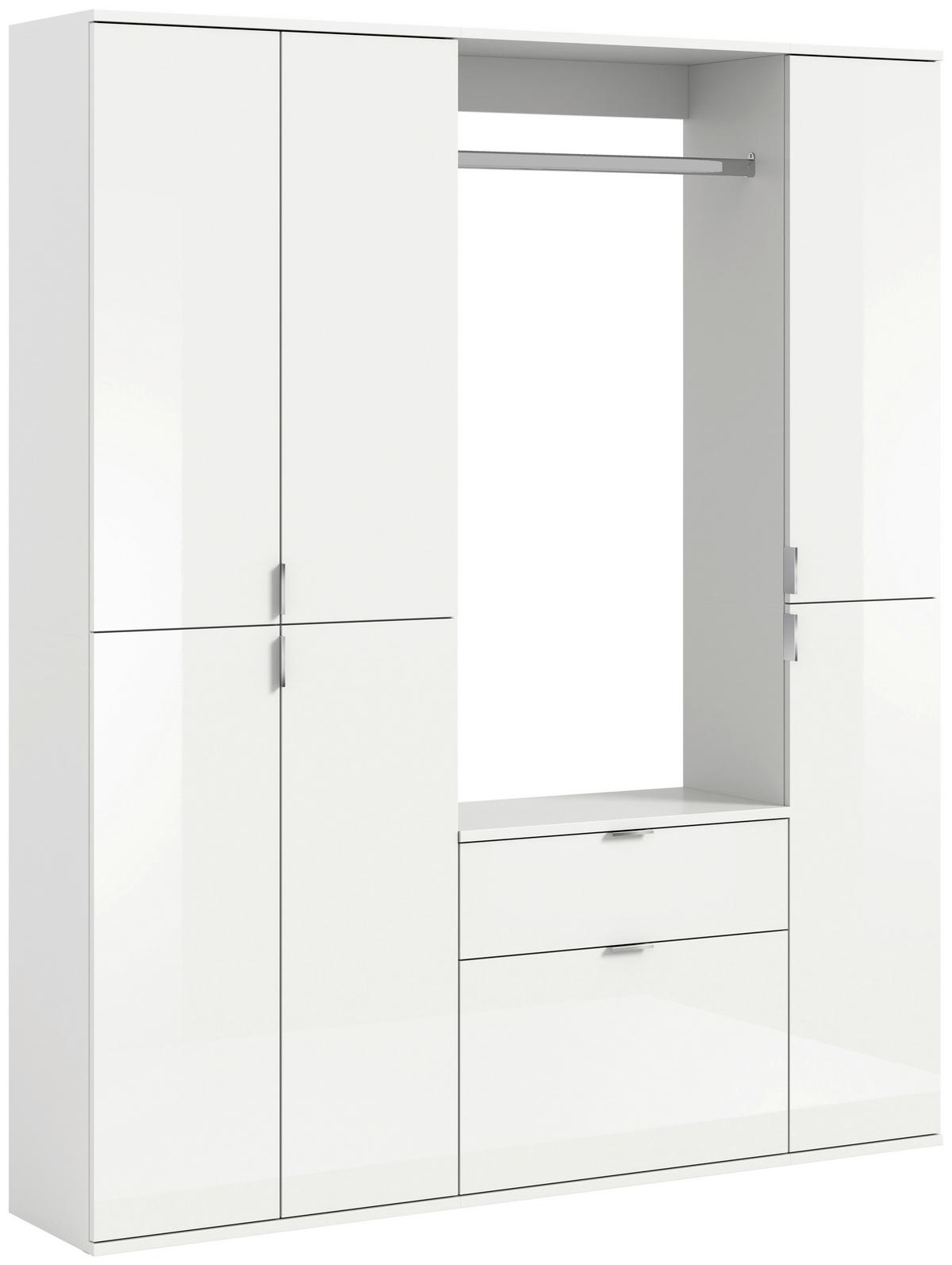 Garderobe Projekt X 3-Teilig Weiß B: 152 cm - Weiß Hochglanz, MODERN, Holzwerkstoff (152/193/34cm) - MID.YOU