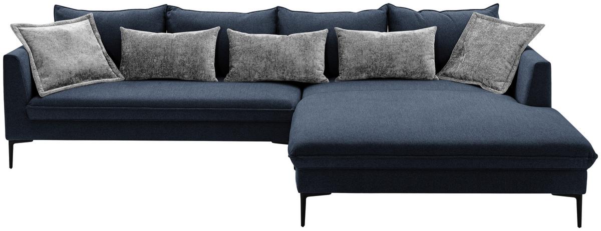 Ecksofa Piazza Dunkelblau S: 321x187cm - Dunkelgrau/Schwarz, Design, Textil (321/187cm) - Livetastic