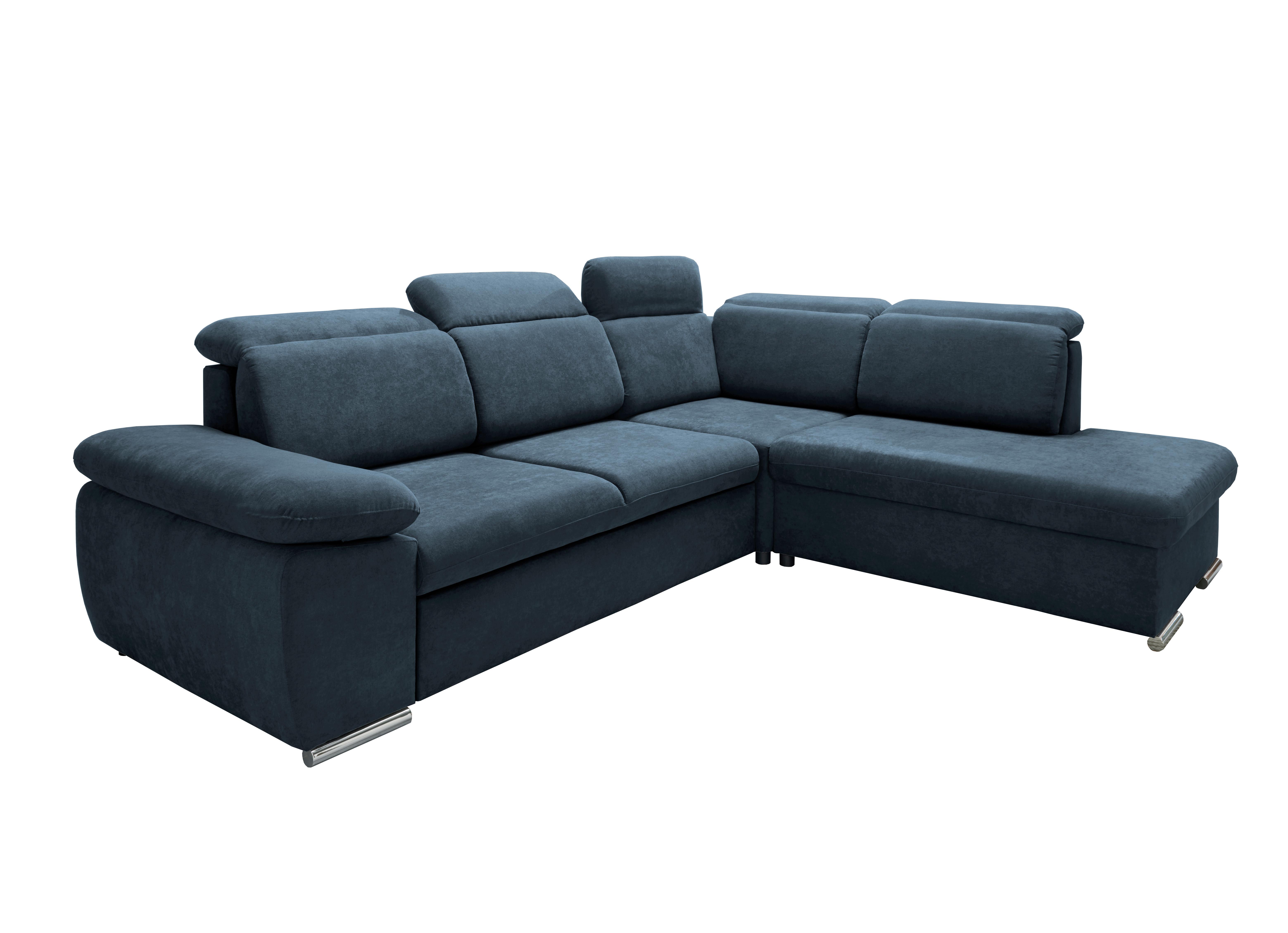 Ecksofa Vasto Dunkelblau S: 283x228 cm - Chromfarben/Dunkelblau, Design, Textil (283/228cm) - Livetastic