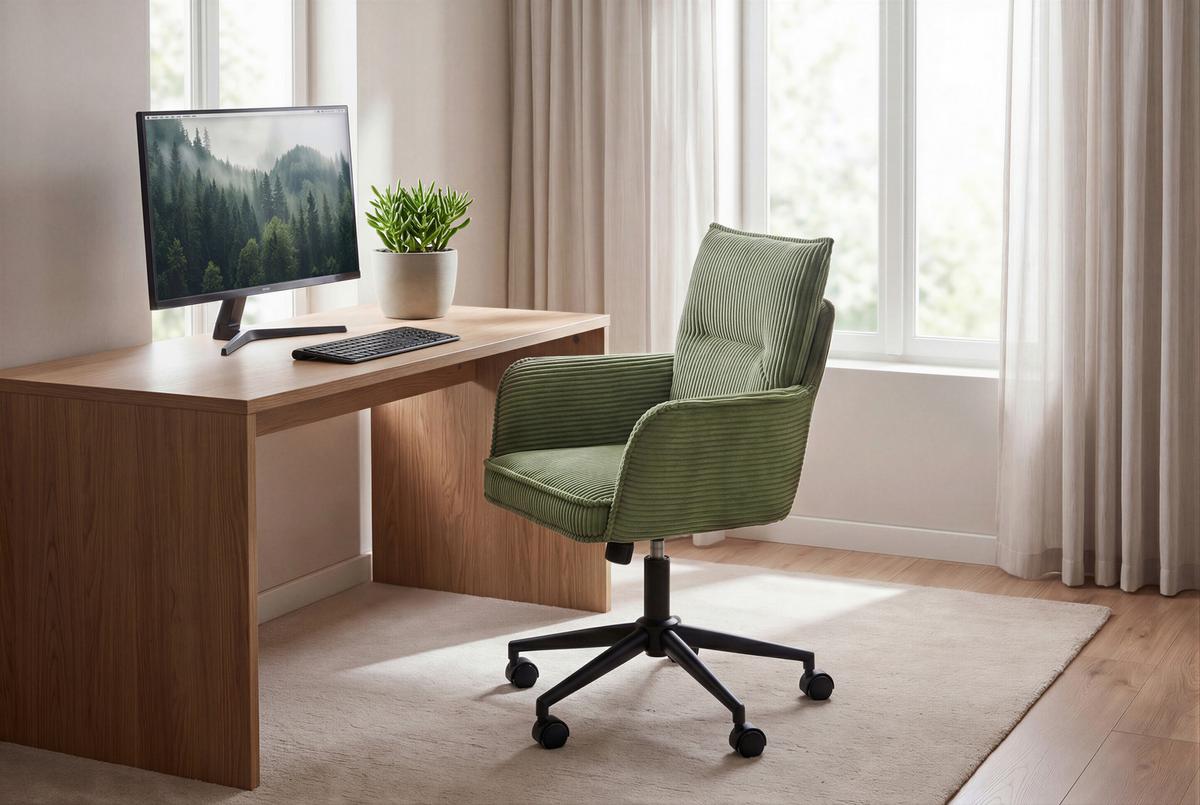 Drehstuhl Valencia Grün B: 58,5 cm - Schwarz/Grün, MODERN, Textil/Metall (58,5/88/95/63cm) - Livetastic