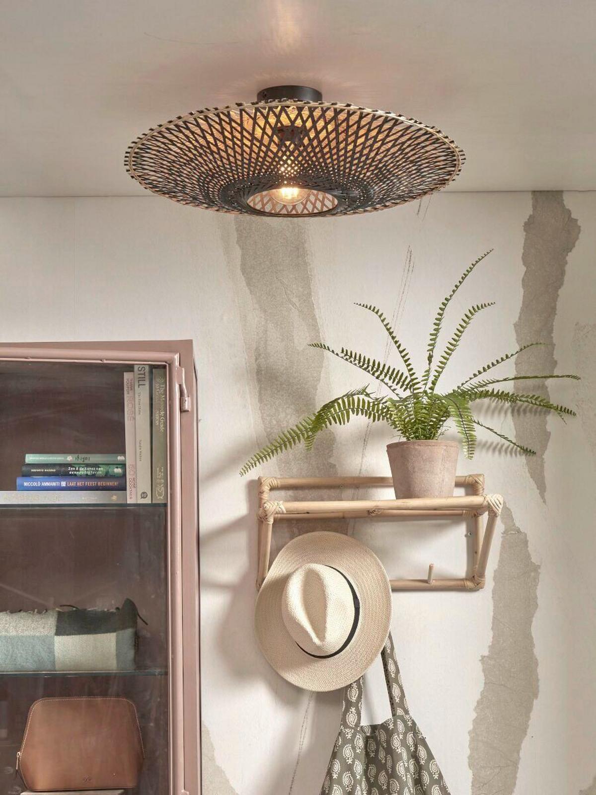 Deckenleuchte Kalimantan Naturfarben/schwarz D: 60 Cm - Schwarz/Naturfarben, Trend (60/15cm) - Good & Mojo