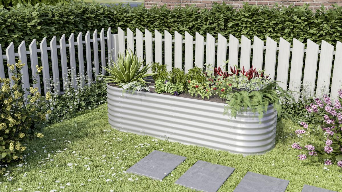 Hochbeet-Erweiterung Vita 630 80x63x80 cm, Oval, Alufarben - Alufarben, Basics, Metall (80/63/80cm)