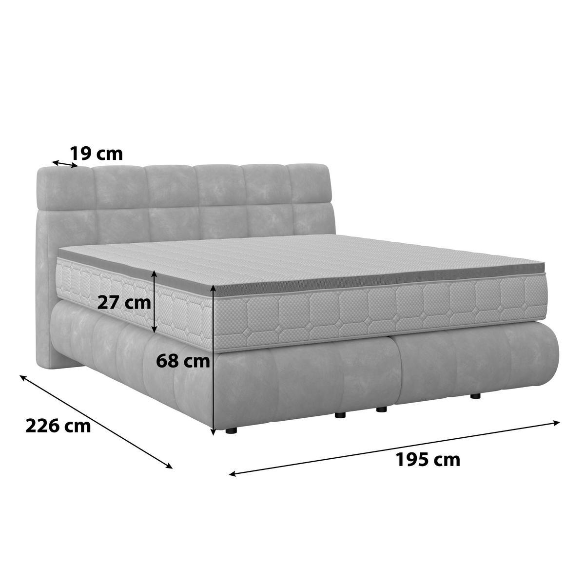 Boxspringbett Nobu Taupe, LF: 180x200 cm - Taupe/Schwarz, Trend, Holz/Textil (180/200cm)