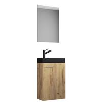 Gästebad Slito Bl - Honigeiche/Schwarz, MODERN, Glas/Keramik (41cm) - MID.YOU