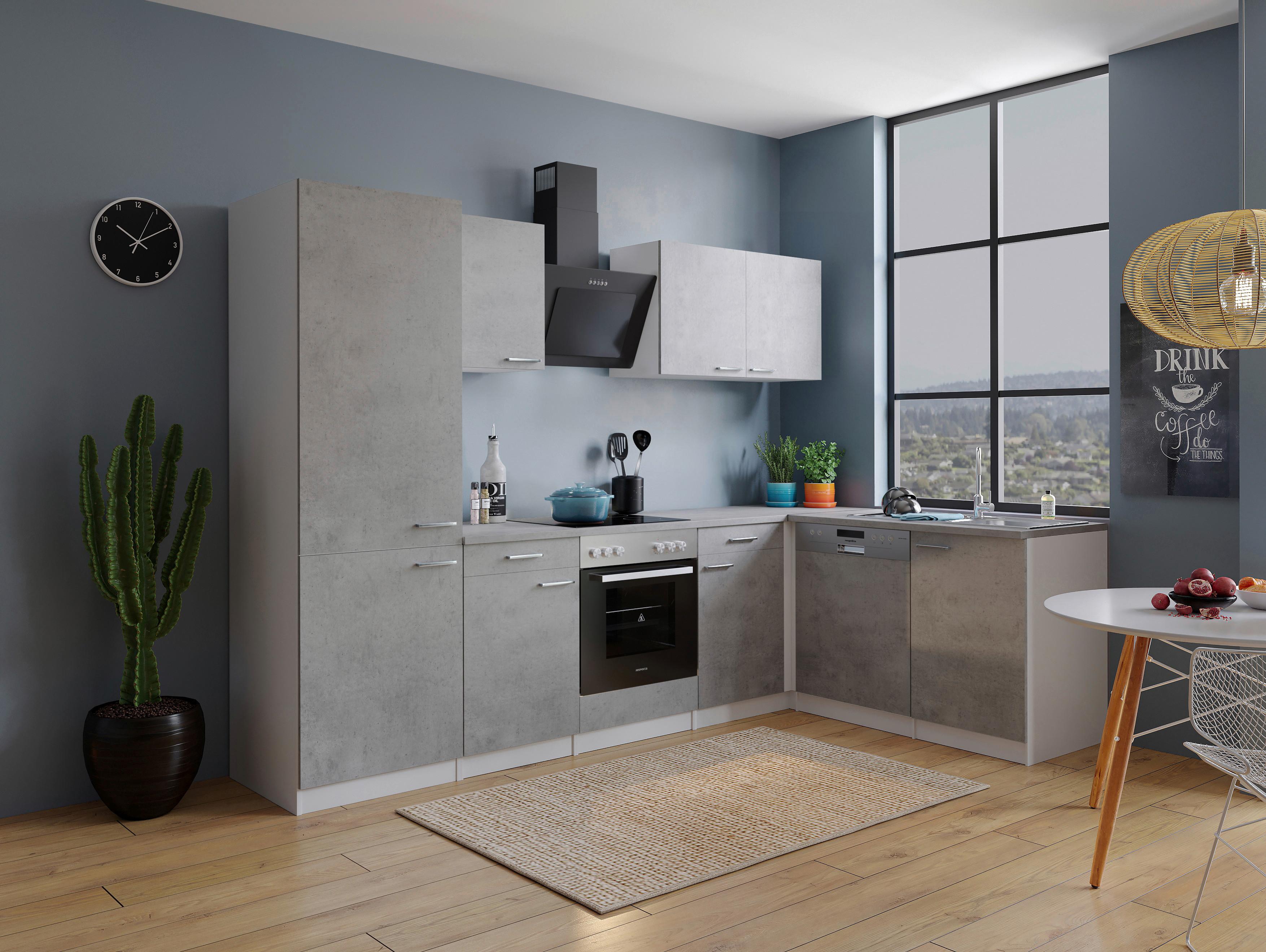Eckküche Malia 280x172 cm Grau, mit Geräte - Weiß/Grau, Basics, Holzwerkstoff (280/172cm) - Respekta