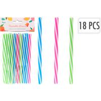 Trinkhalmset Bunt - Blau/Pink, Basics, Kunststoff (11,9/2/24,6cm)