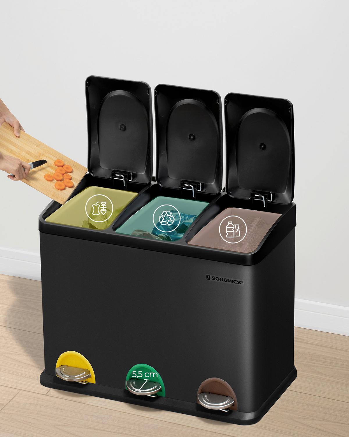 Abfallsammler Metall, B/Ht/:ca.60x48x40cm - Schwarz, Basics, Kunststoff/Metall (60,5/48,5/40,5cm)