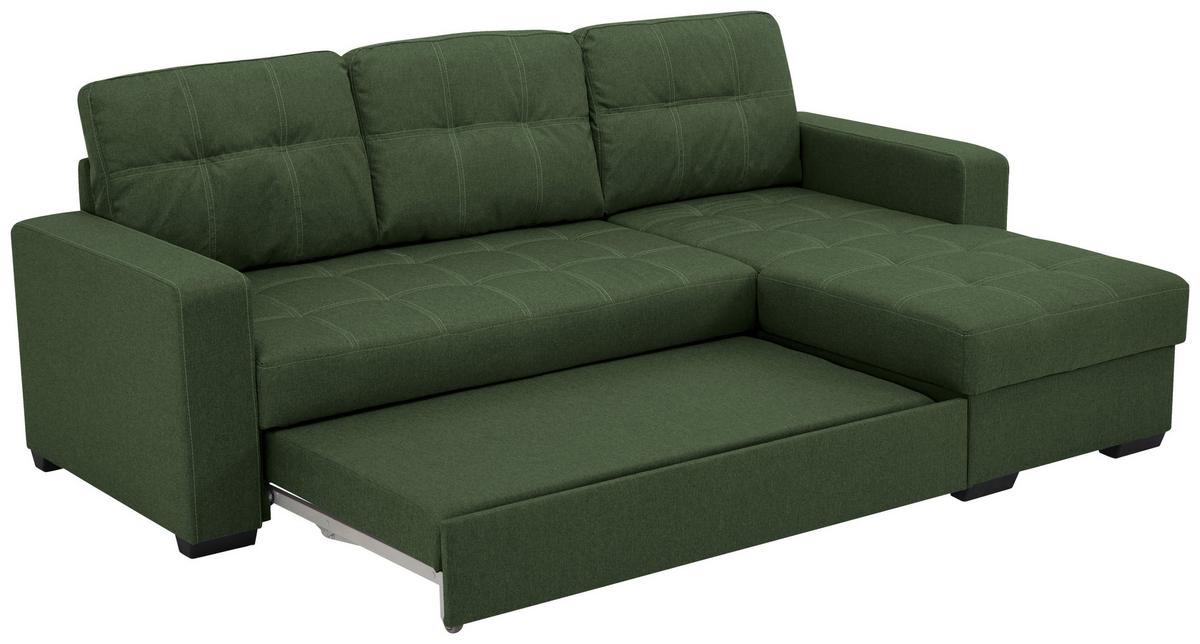 Eckschlafsofa Mediolan Grün S: 240x160 cm - Schwarz/Grün, Design, Textil (240/160cm) - Livetastic