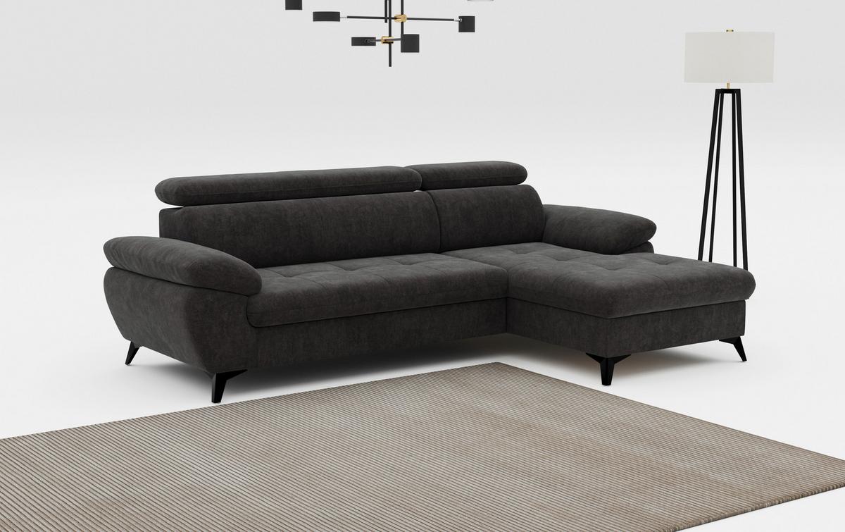 Ecksofa mit Bettkasten Hudson 261x166 cm Dunkelgrau - Schlammfarben/Dunkelgrau, Textil (261/166cm) - MID.YOU