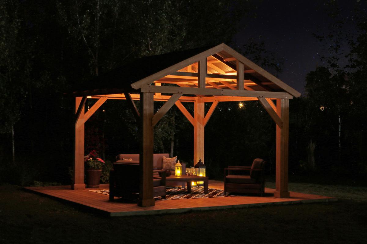 Pavillon YUKon 366x427 cm Wetterfest Regenabweisend - Naturfarben, Basics, Holz/Metall (366/330/427cm)