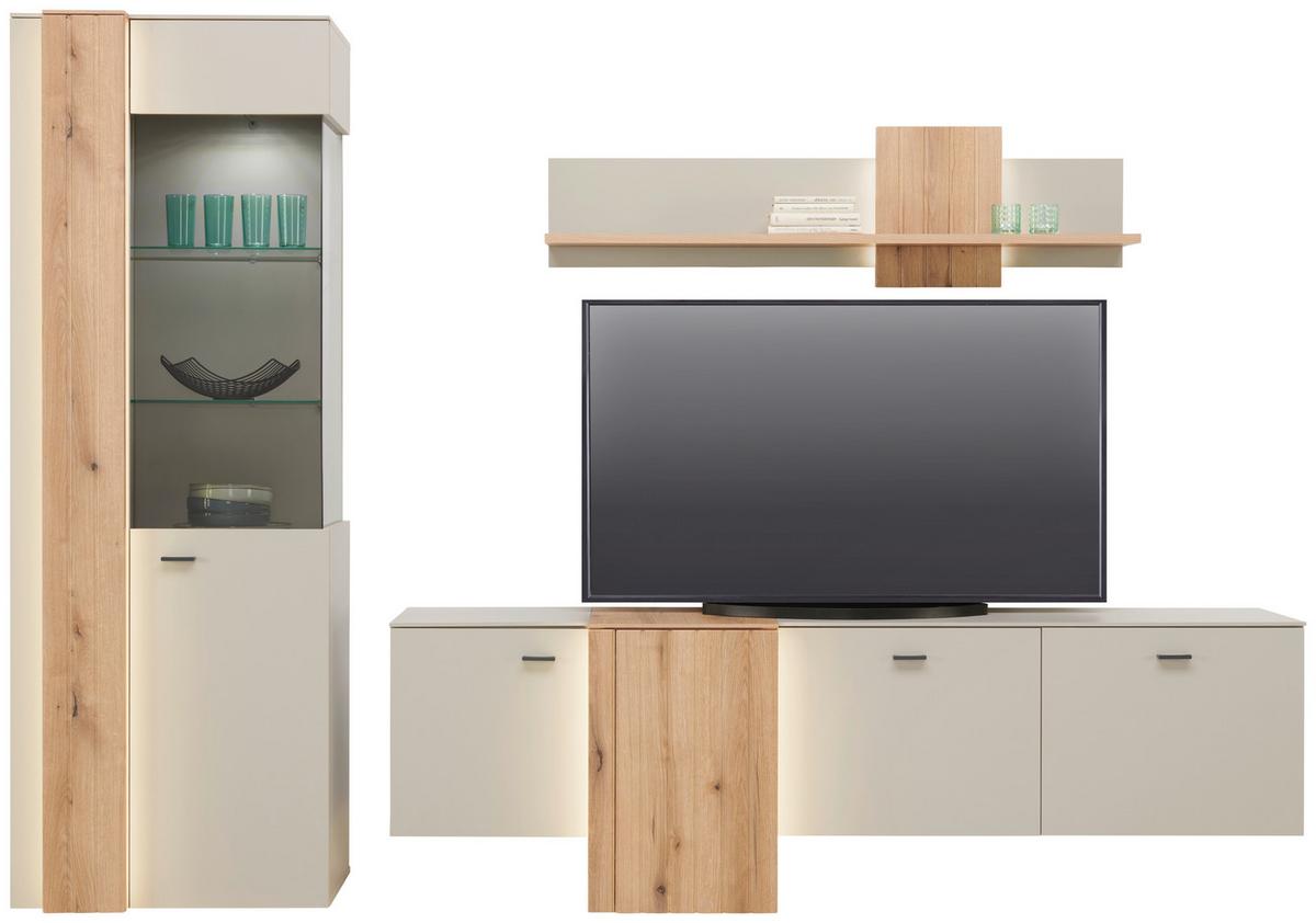 Wandboard Santana Inkl. Led Kieselgrau/eiche Dekor - MODERN, Holzwerkstoff (140/39/23,5cm)