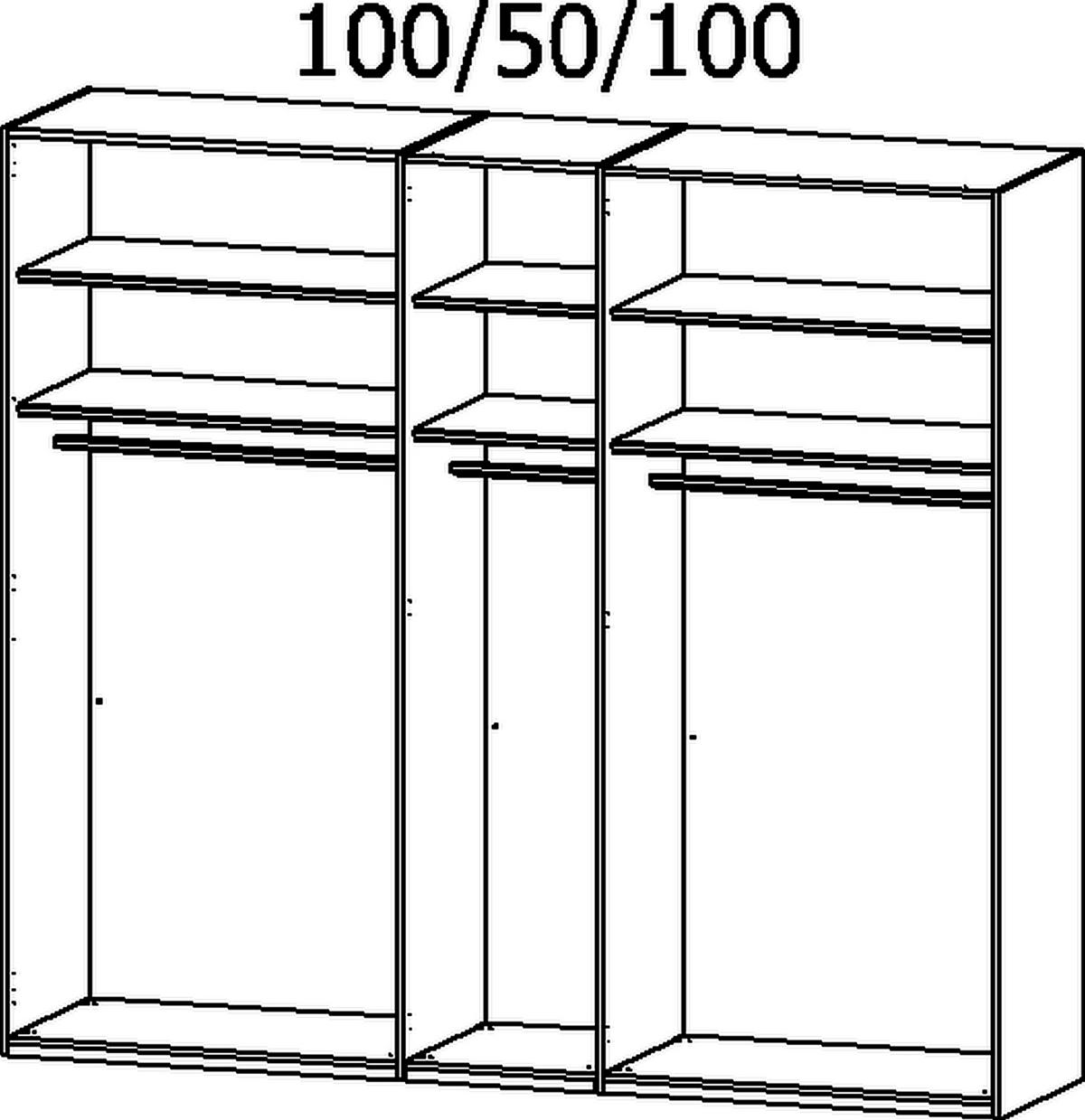 Drehtürenschrank Paola Graphitfarben/Grau B: 251 cm - Graphitfarben/Grau, Trend, Glas/Holzwerkstoff (251/223/61cm) - Rauch Möbel