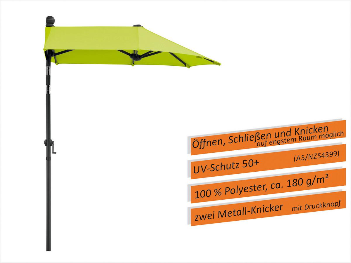 Ampelschirm Salerno Mezza BxHxT: 150x228x150 cm Apfelgrün - Anthrazit/Grün, Basics, Textil/Metall (150/228/150cm) - Schneider
