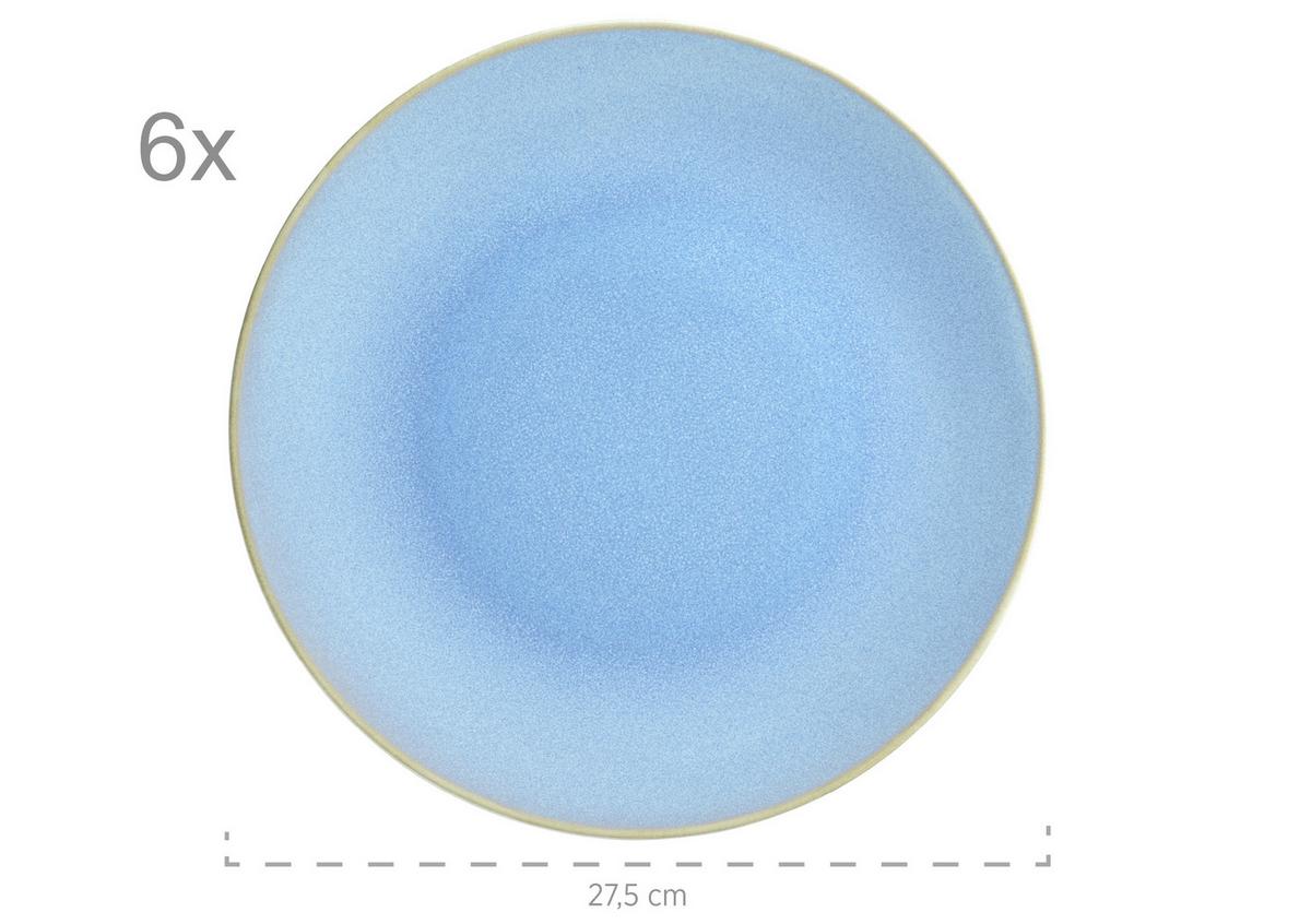 Tafelservice Sandfarben Hellblau 12-Teilig - Sandfarben/Hellblau, Basics, Keramik - Mäser