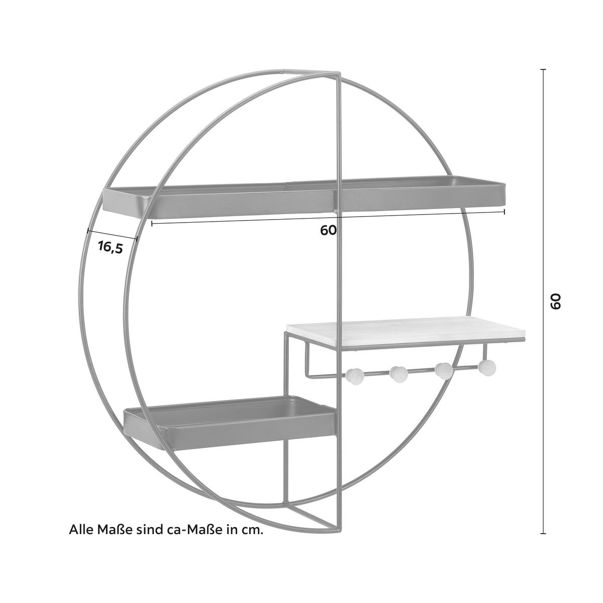 Nástěnný regál LELIA - černá/přírodní barvy, Moderní, kov/dřevo (60/60/16,5cm) - Bessagi Home
