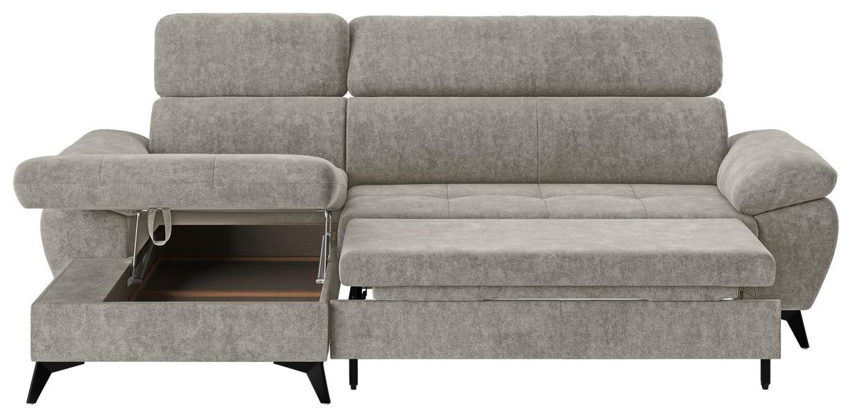 Ecksofa mit Bettkasten Hudson 166x261 cm Schlammfarben - Schlammfarben/Schwarz, Textil (166/261cm) - MID.YOU