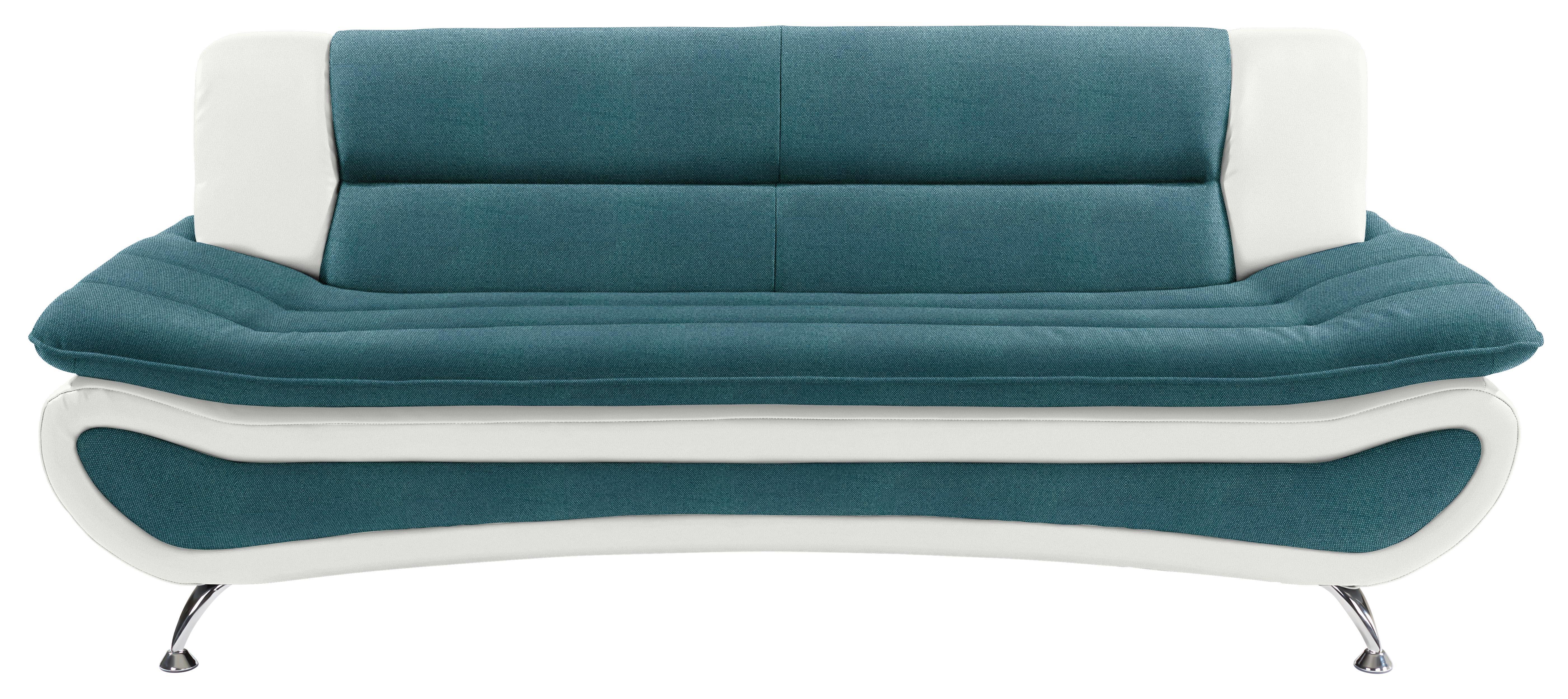 Dreisitzer-sofa Atlantis B: 198cm - Türkis/Chromfarben, MODERN, Textil (198/81/89cm)