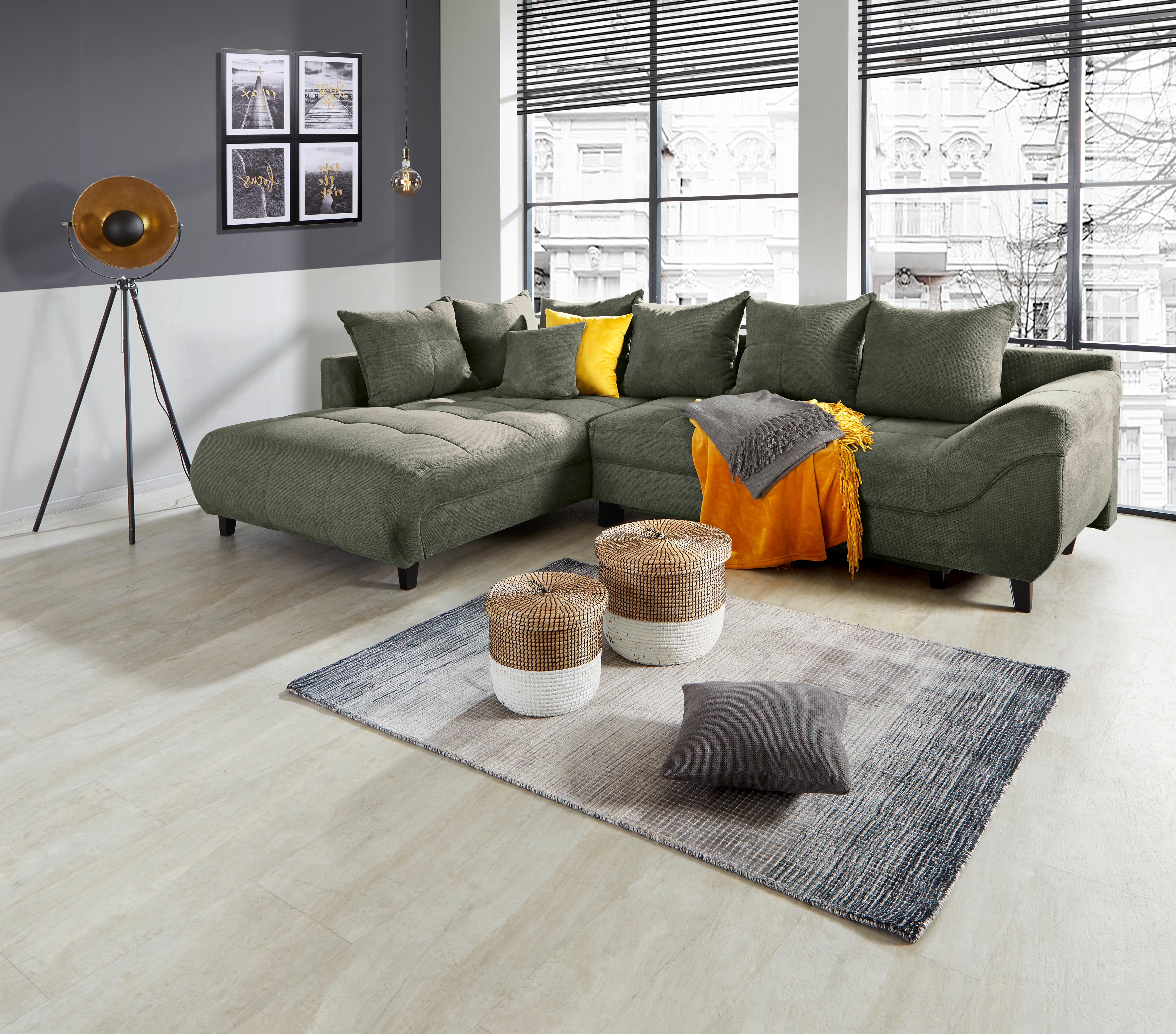 Ecksofa Mendoza - Schwarz/Grün, Design, Textil (197/309cm) - Ondega