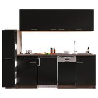 Küchenblock Oliver Singleküche 225 cm - Eichefarben/Schwarz, Basics, Holzwerkstoff (225cm) - Respekta