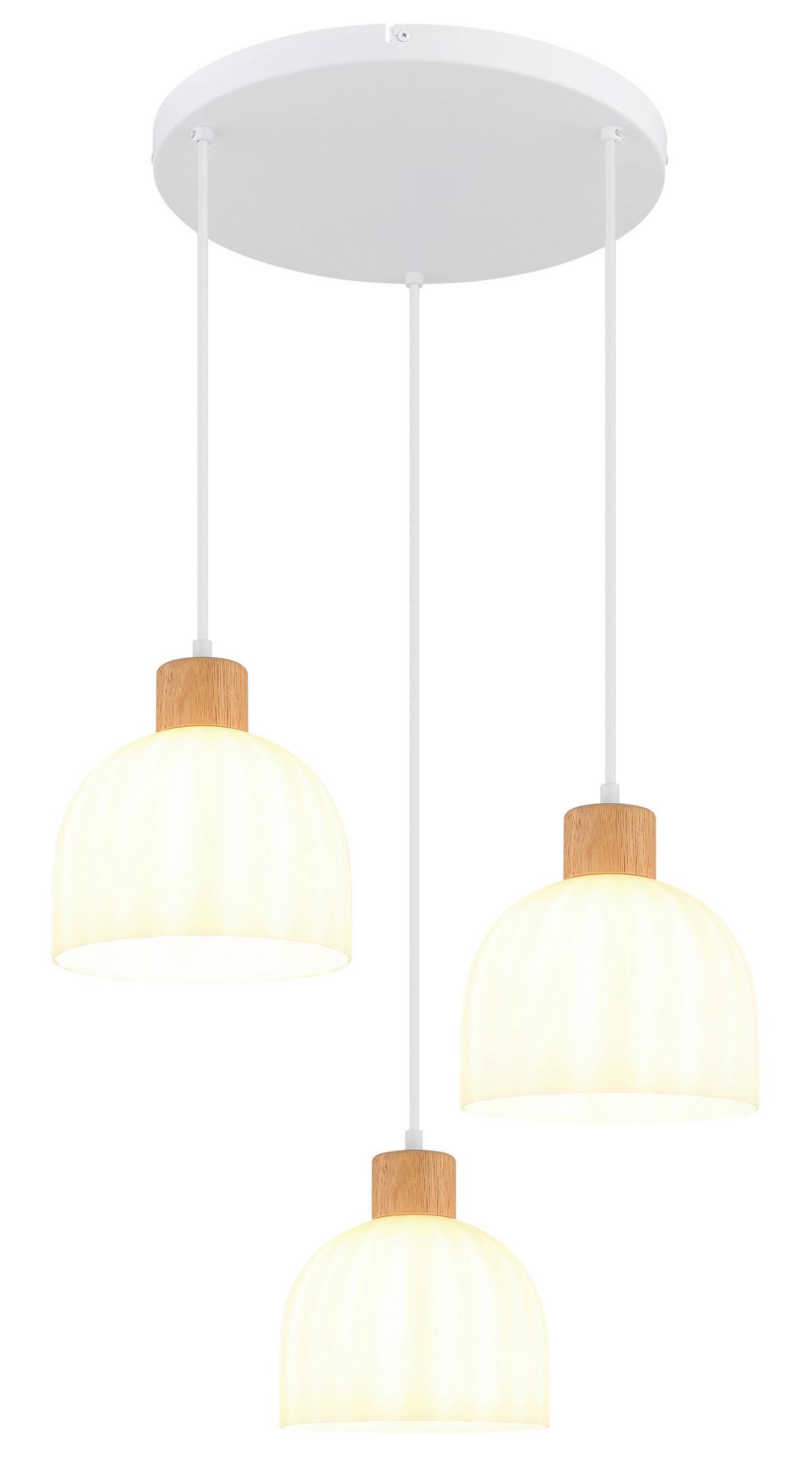 HÄNGELEUCHTE Braun, Weiß, ca. 51x130 cm - Opal/Braun, Design, Glas/Holz (51/130cm) - Globo