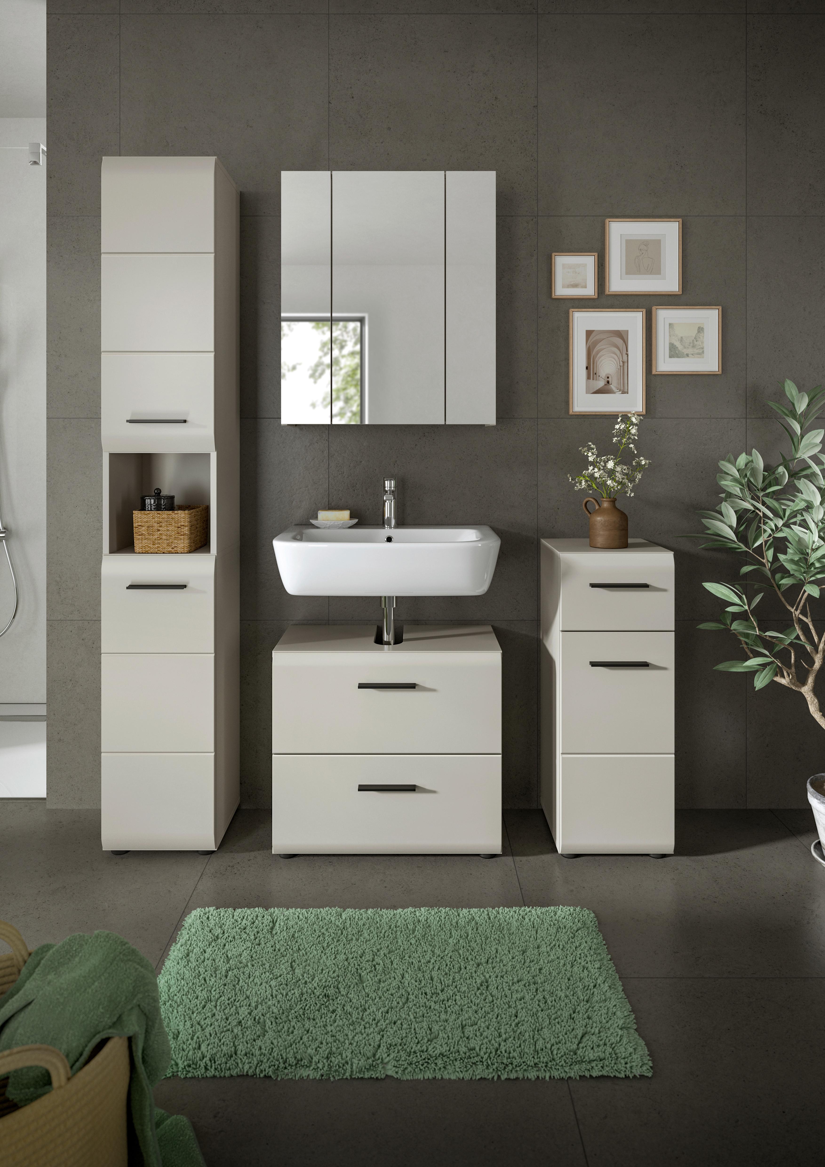 Badezimmer Ice Kaschmir B: 120cm - Kaschmir/Schwarz, Trend, Glas/Holzwerkstoff (120cm) - MID.YOU
