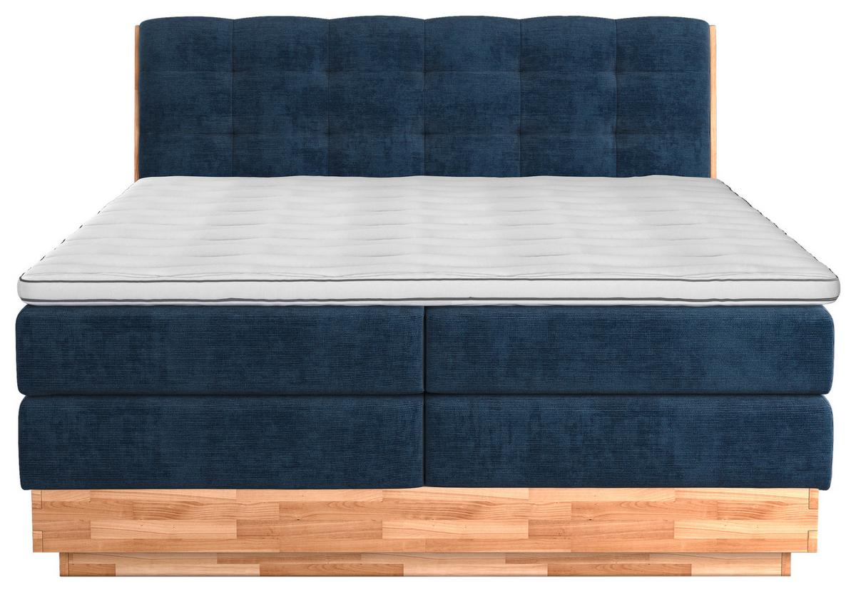 Boxspringbett Boxspring Bed Melissa - Blau/Schwarz, Natur, Textil (180/200cm)