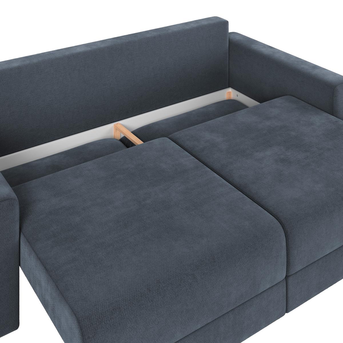 Megasofa Mega Chenille blau, B: 255cm - Blau/Schwarz, Trend, Textil (255/94/126cm) - Luca Bessoni