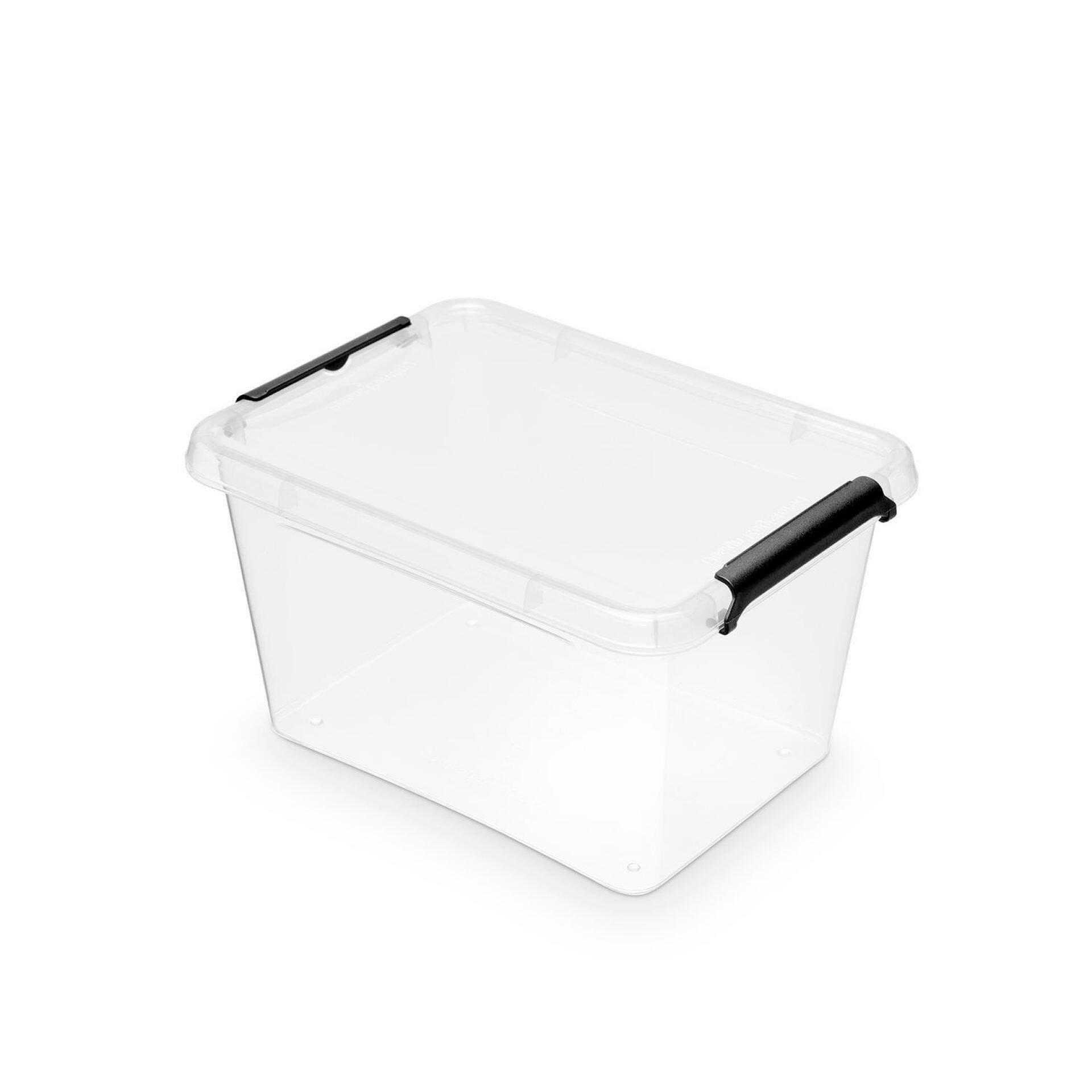 Aufbewahrungsbox m. Deckel Mila 2L, 15x11,5x19,5 cm - Transparent/Schwarz, KONVENTIONELL, Kunststoff (15/11,5/19,5cm) - Homezone