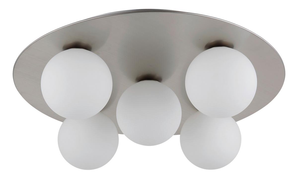 Led-deckenleuchte 56140-5d - Weiß/Nickelfarben, Design, Glas/Metall (50/15,5cm) - Globo