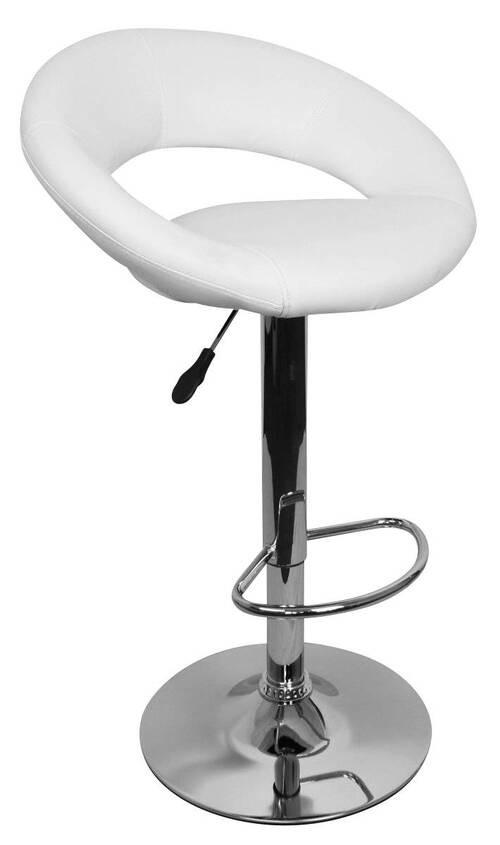 Barhocker höhenverstellbar Kreta Lederlook Weiß/Chrom