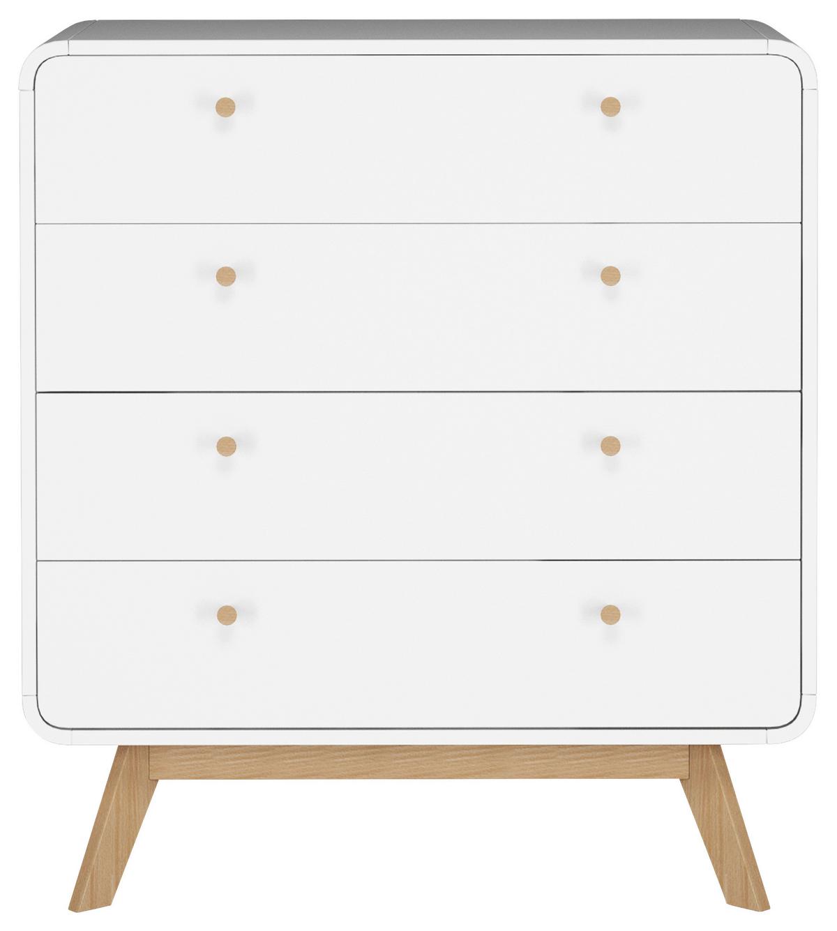 Kommode Cassie Weiß 80 Cm - Eichefarben/Weiß, Design, Holzwerkstoff (80/88/39cm) - MID.YOU