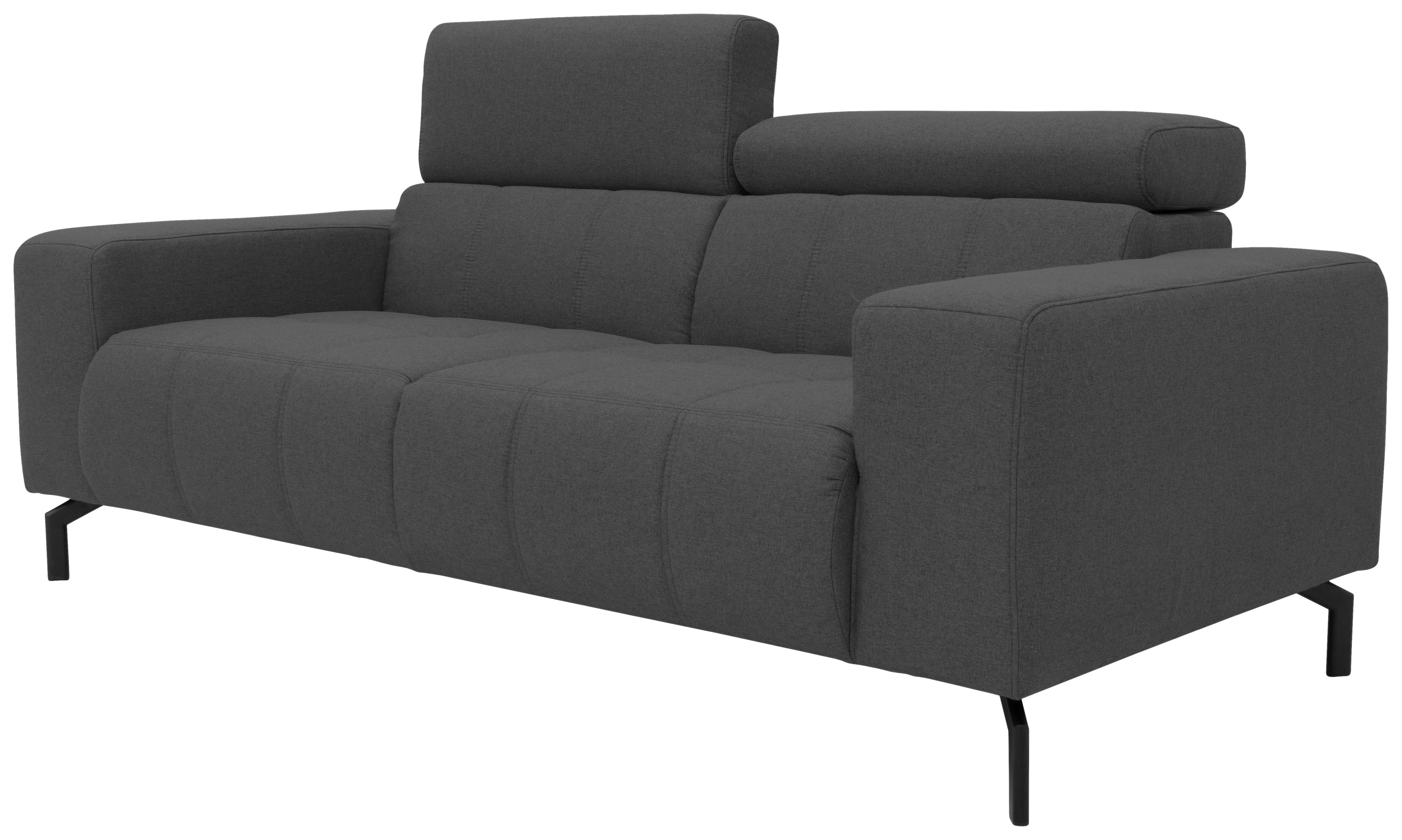 2-Sitzer-Sofa Kopfteil verstellbar Cunelli Grau - Schwarz/Grau, Design, Textil (208/79/104cm)