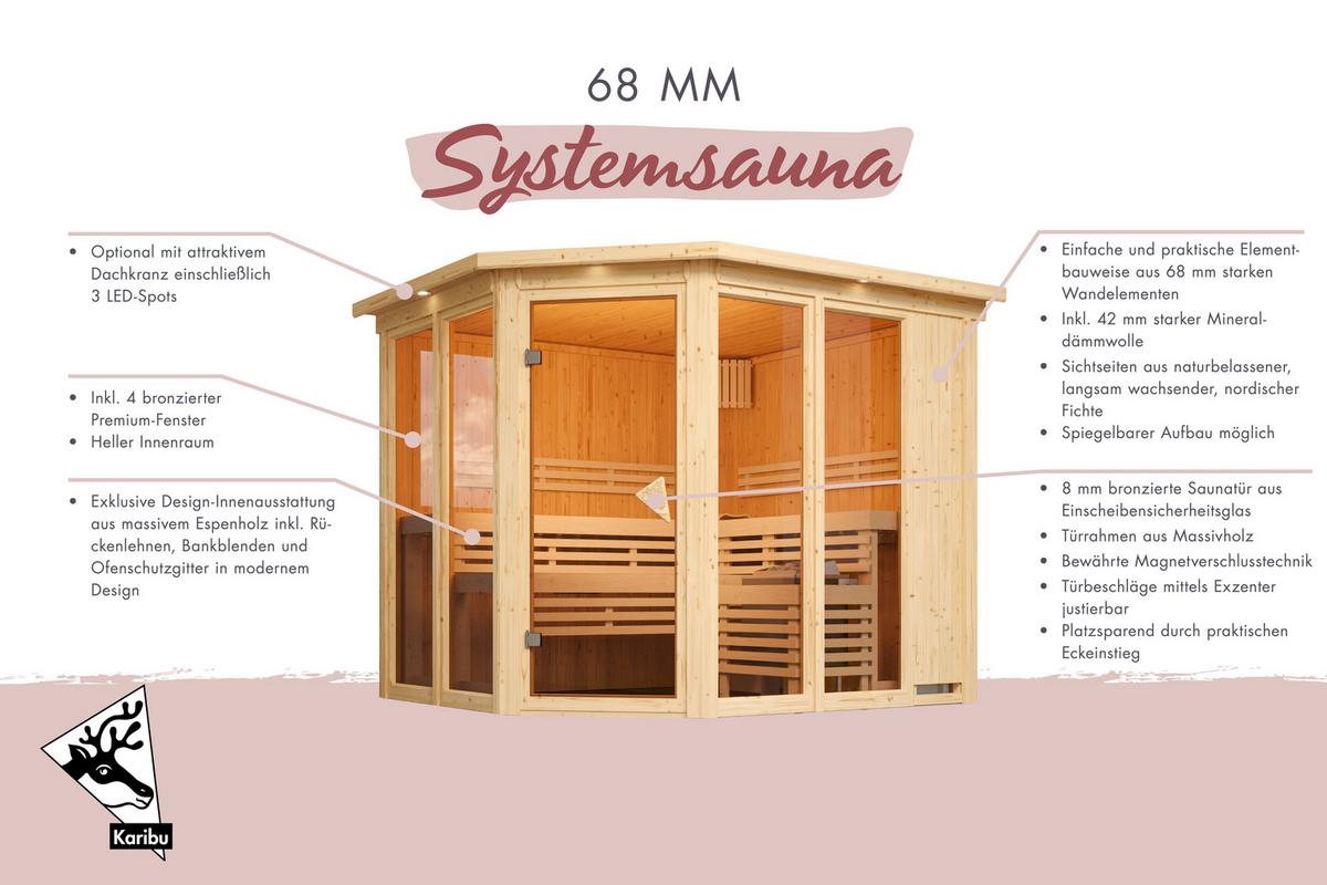 Sauna Kea 2 231/198/202 Cm - Fichtefarben, Basics, Holz (231/198/202cm)