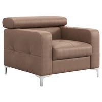 Polstersessel Sammy Cappuccino Leder - Chromfarben/Cappuccino, Design, Leder (99/78-92/106cm) - Livetastic