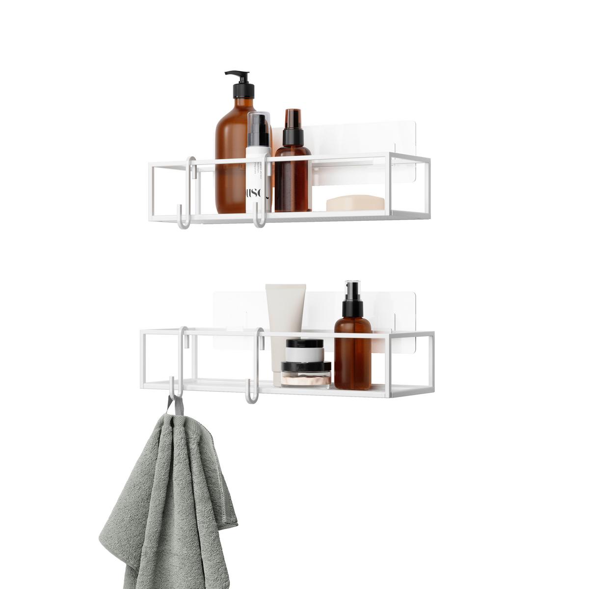 Regál do sprchovacieho kúta biela, 2- Set - bílá, Moderní, kov (32/6,5/12cm) - Mömax