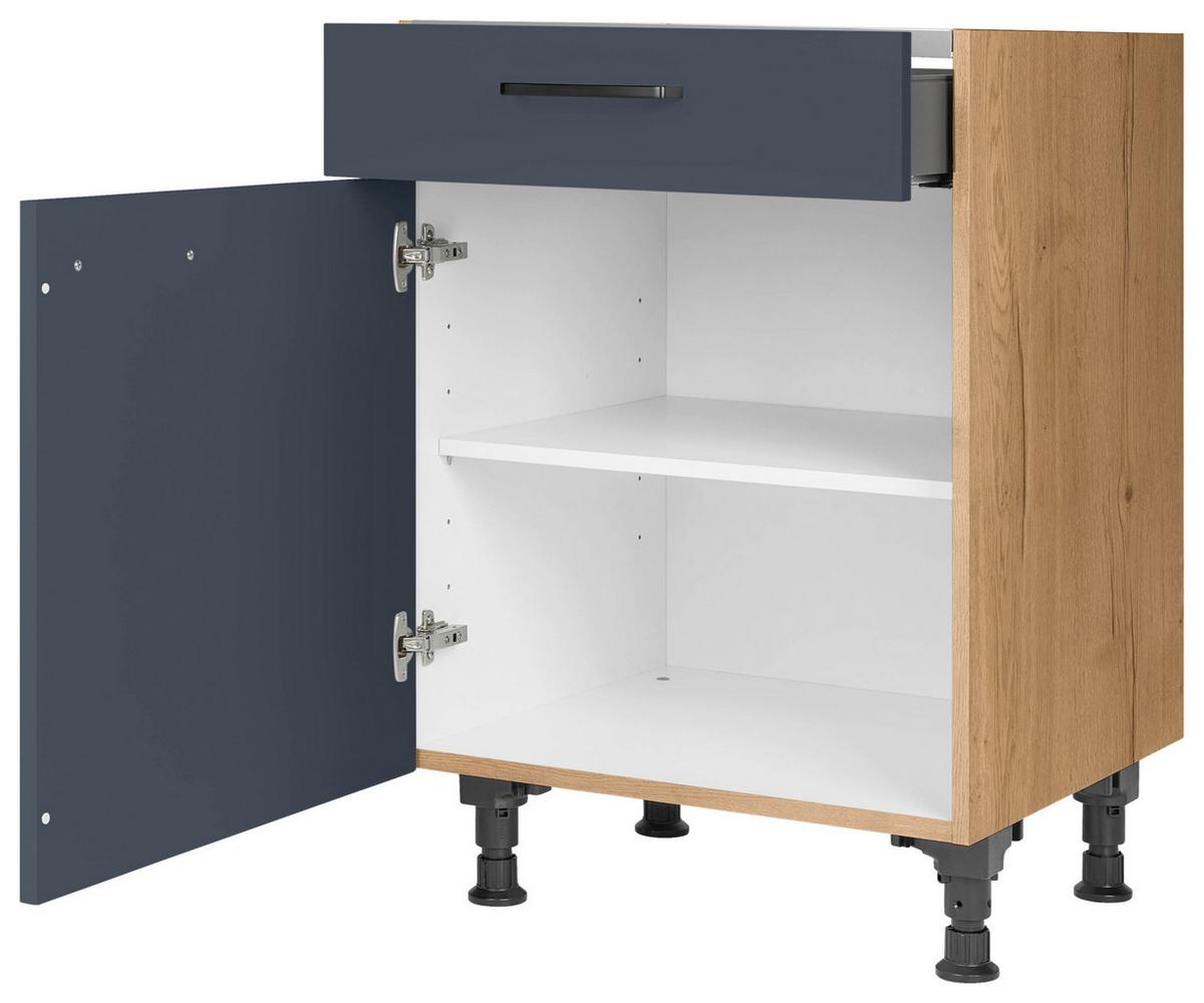 Kochfeldumbauschrank Easytouch - Blau/Eichefarben, MODERN, Holzwerkstoff (60/87/56cm) - Nobilia