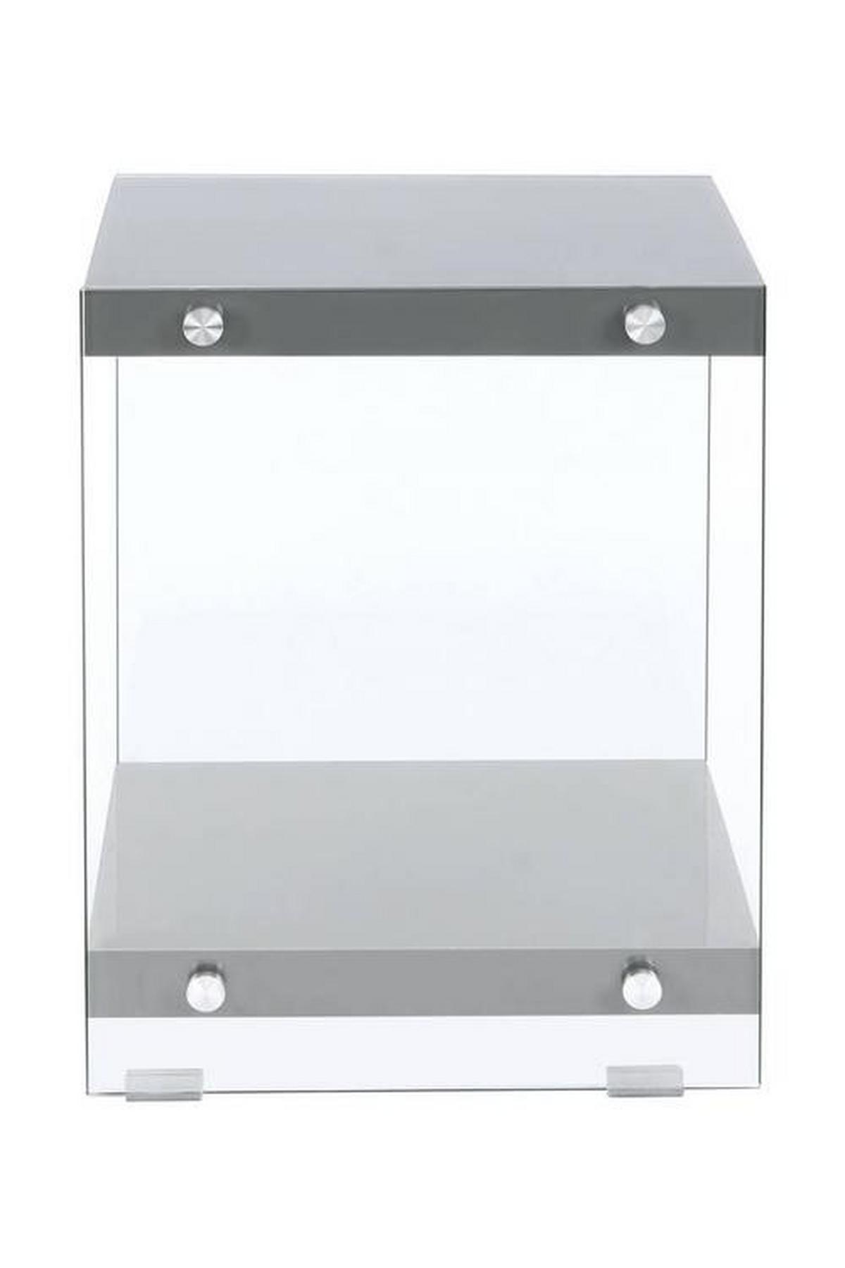 Beistelltisch mit Ablage Elementary Grau - Klar/Grau, Basics, Glas/Holzwerkstoff (35/35/45cm) - Kayoom