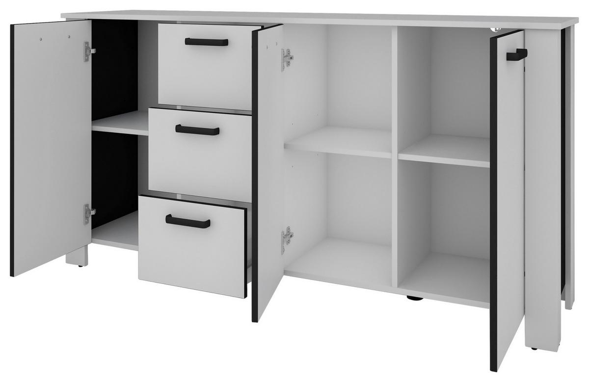 Sideboard Faro Weiß B: 160 cm - Schwarz/Weiß, Design, Holzwerkstoff (160/84/40cm) - MID.YOU