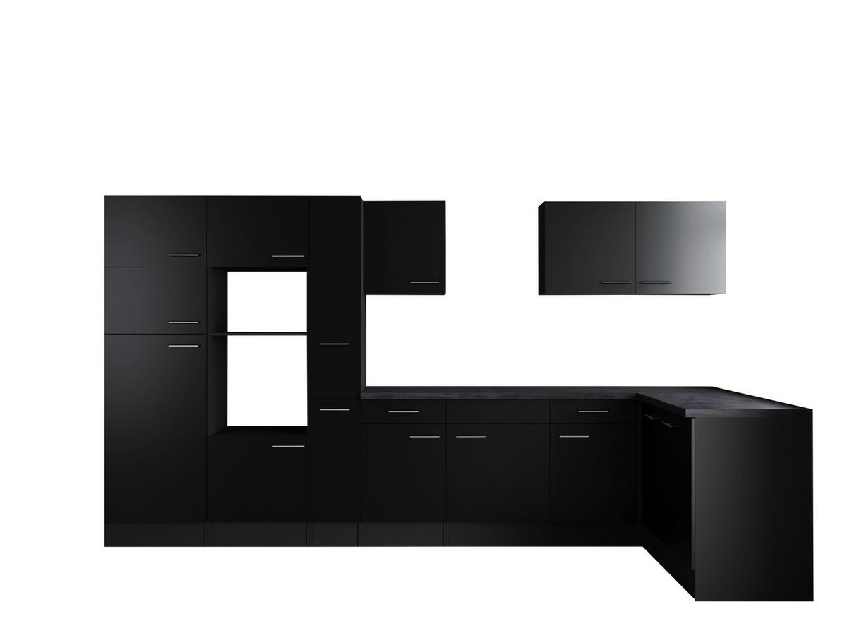 Eckküche Oliver Grau, Schwarz S: 370x172cm - Schwarz/Grau, Design, Holzwerkstoff (370/172cm) - Respekta