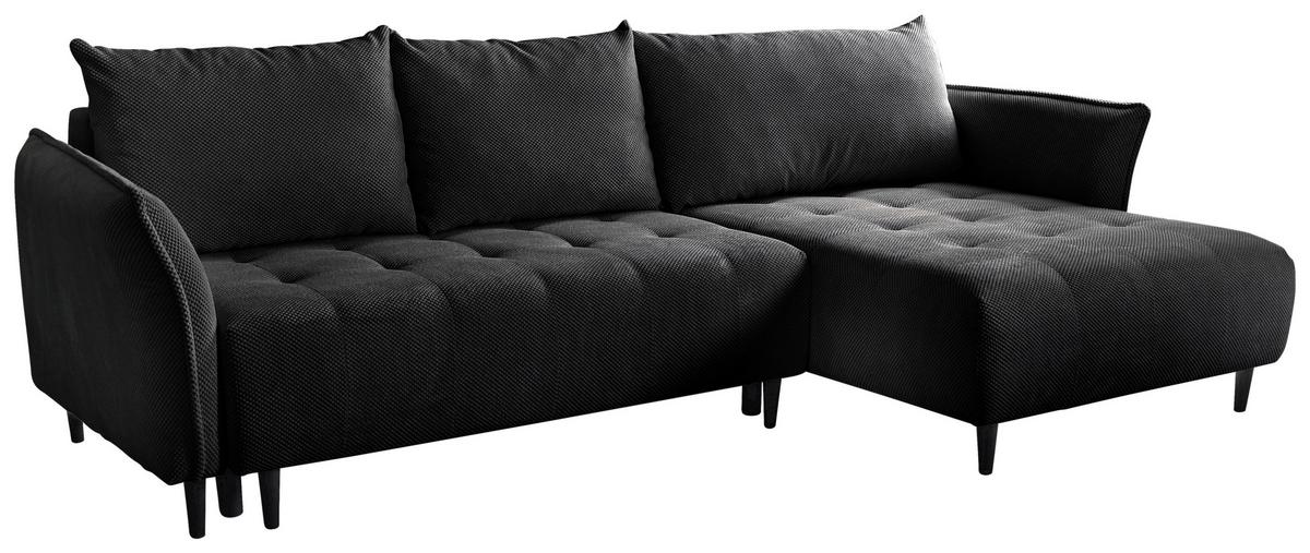 Ecksofa Monte Carlo Schwarz S: 160x290 cm - Schwarz/Mintgrün, Trend, Holz/Holzwerkstoff (160/290cm)