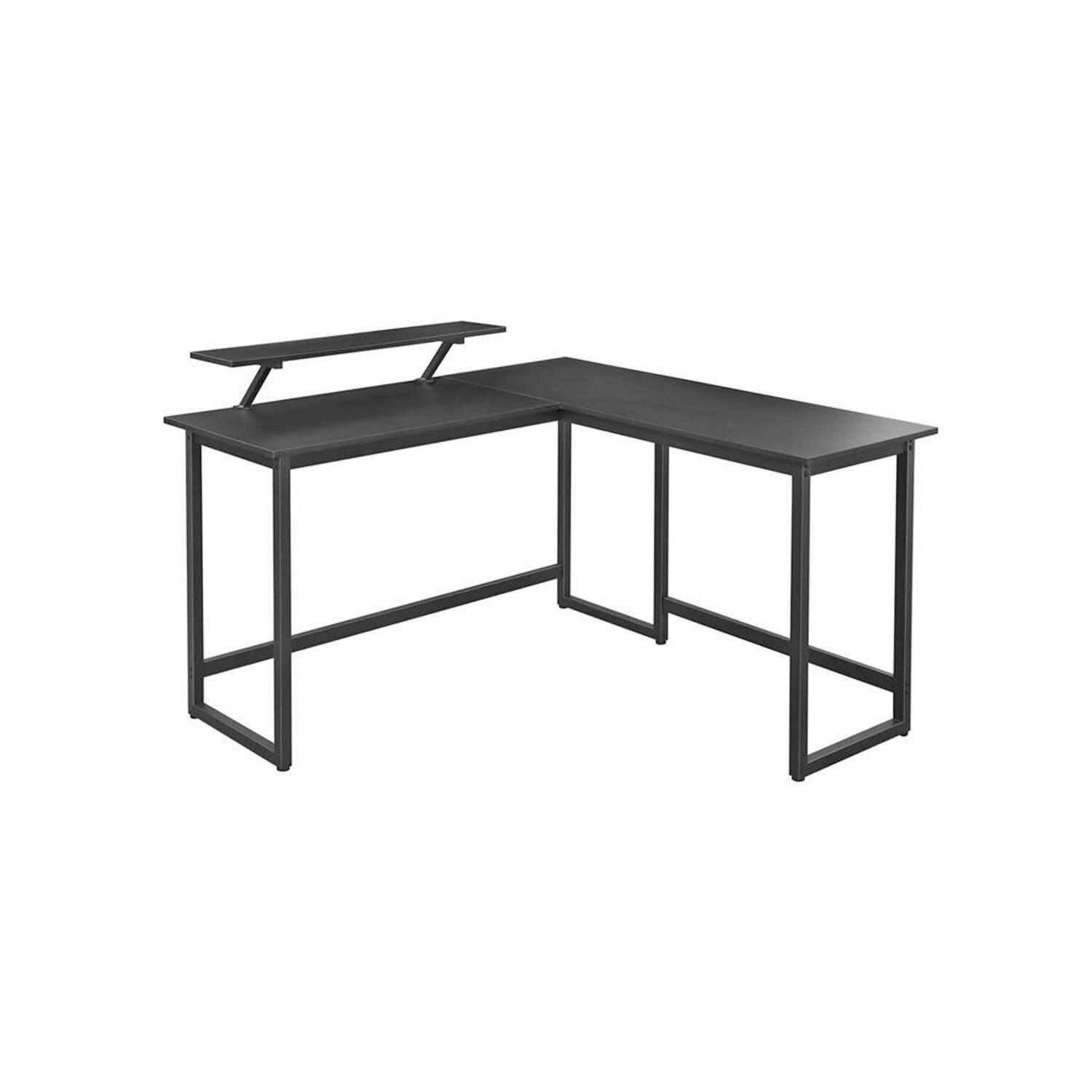 Eckschreibtisch mit Ablageplatte B: 140, H: 92,2cm - Schwarz, Basics, Holzwerkstoff/Metall (140/130/92,2cm) - Boxxx