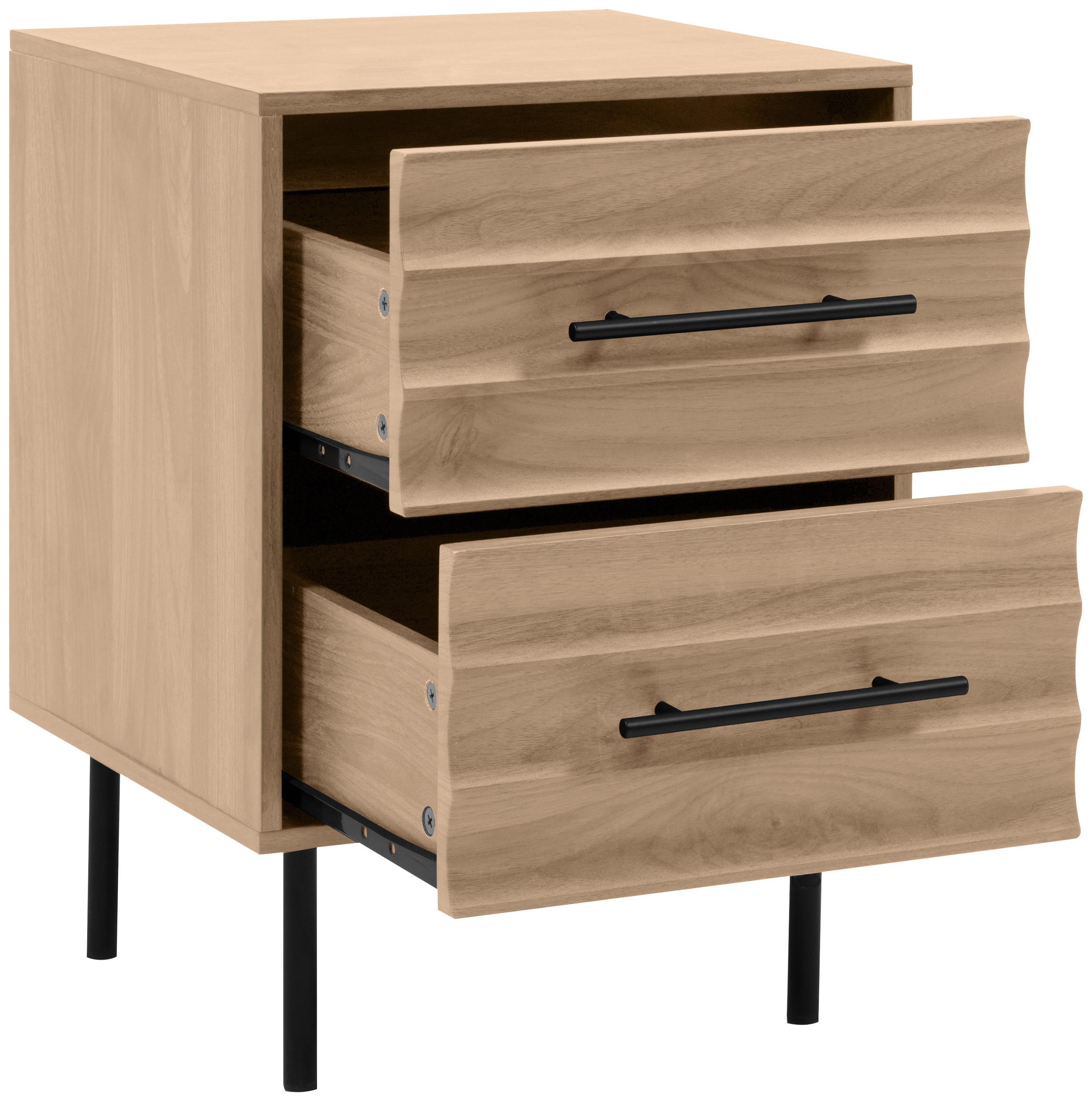 Nachtkästchen Carlton Nussbaumfarbe H: 55 cm - Nussbaumfarben/Schwarz, Trend, Holzwerkstoff (40/55/39cm)