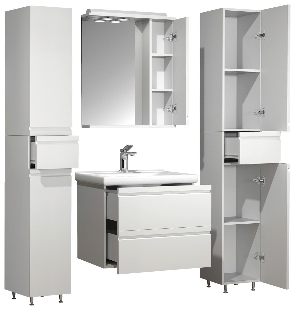 Badezimmer Silora L - Weiß, MODERN, Glas/Keramik (120cm) - MID.YOU