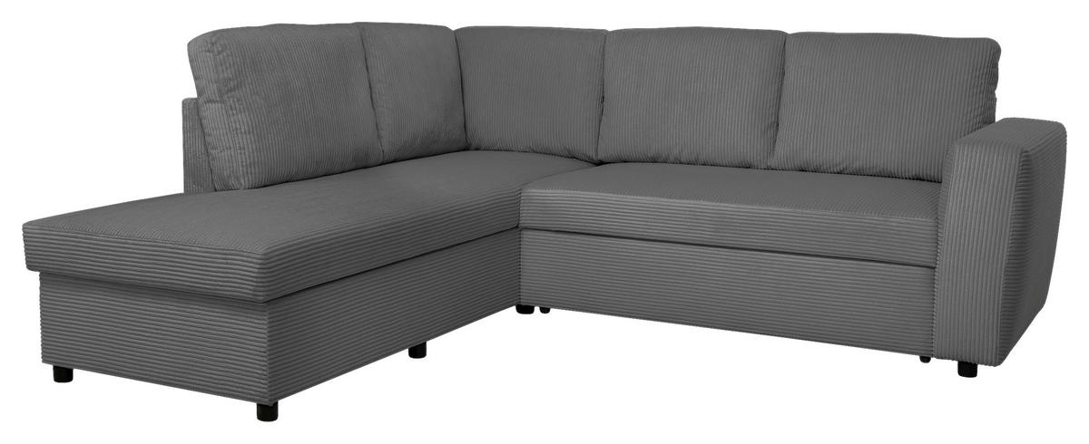 Ecksofa mit Schlaffunktion Toulouse anthrazit, 206x224cm - Anthrazit/Schwarz, Trend, Holz/Textil (206/224cm)