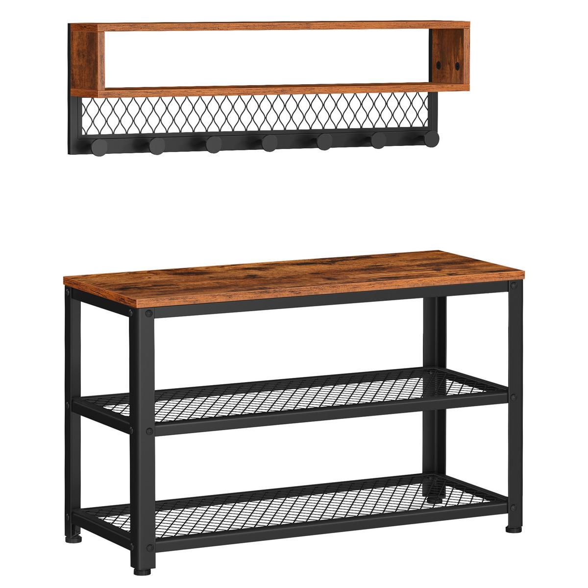 Garderobe Schwarz, Dunkelbraun B: 73 cm - Dunkelbraun/Schwarz, Trend, Holzwerkstoff/Metall (73/45,5/30cm) - MID.YOU