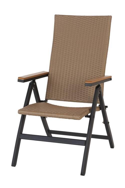 Gartensessel Klappbar Paula Aluminium, Kunststoff - Schwarz/Braun, MODERN, Kunststoff/Metall (58/105/64cm) - Beldano