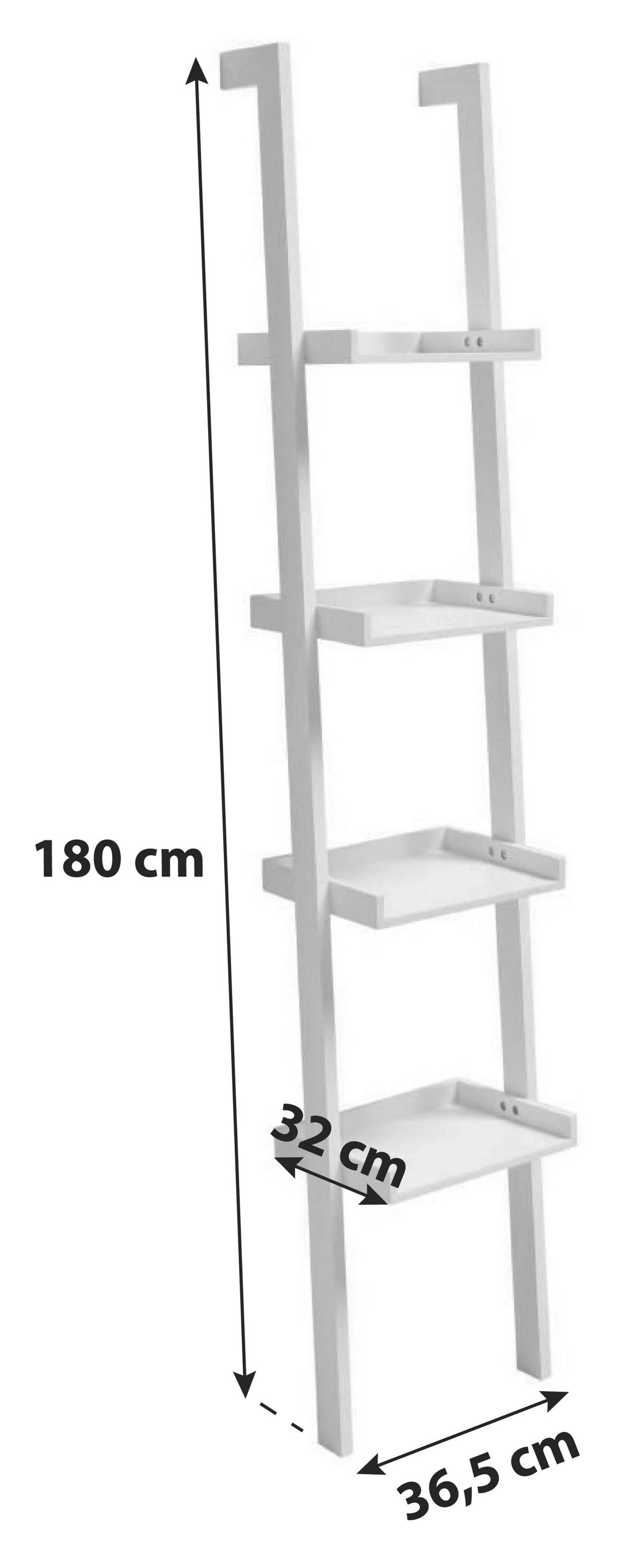Rebríkový regál WALL biely - biela, Trend, kompozitné drevo (36,5/180/32cm) - Livetastic